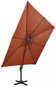 terrakotta dupla tetejű konzolos napernyő 300 x 300 cm