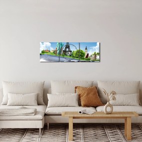 Kép - utazás a világ körül (órával) (90x30 cm)