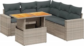 vidaXL 6 részes szürke polyrattan kerti ülőgarnitúra párnákkal