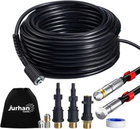 Premium csőtisztító készlet, 30m, fekete Jurhan