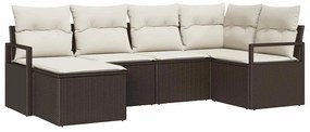 vidaXL Kanapé Szett 6 pcs Barna polirattan
