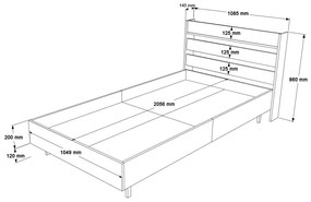 Egyszemélyes ágy 100 cm Nimelo 6 (fehér) (ágyráccsal). 1094843