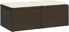 vidaXL 2 részes barna polyrattan akácfa kerti ülőgarnitúra párnákkal
