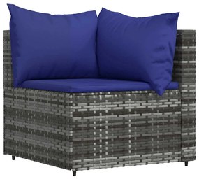 3 részes szürke polyrattan kerti ülőgarnitúra párnákkal