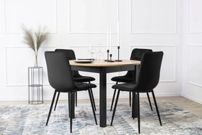 Étkezőgarnitúra 4 db. Fekete Bársony Peru székkel. Bővíthető asztal HARRY 102-142 cm