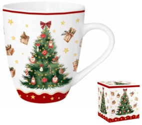 Karácsonyi fenyőfás porcelán nagy bögre 1 literes díszdobozban Christmas Tree 3