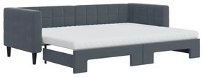 sötétszürke kihúzható bársony heverő matraccal 80 x 200 cm