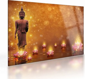 Kép - Buddha arany csillogással (üvegen) (70x50 cm)