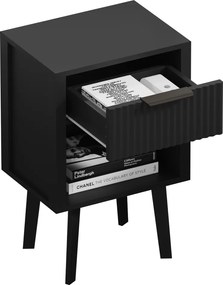 Éjjeliszekrény, fekete, TOBI