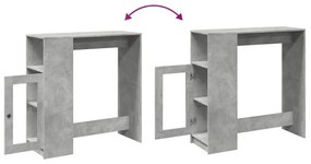 betonszürke szerelt fa tárolórekeszes bárasztal 101x40x103,5 cm