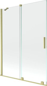 Mexen Velar, 2 szárnyas eltolható kádparaván 130 x 150 cm, 8mm átlátszó üveg, arany matt profil, 896-130-000-01-55