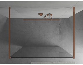 Mexen Kioto, átmenő zuhany paraván 140 x 200 cm, 8mm átlátszó üveg, 2x rose gold stabilizáló távtartó, 800-140-002-60-00