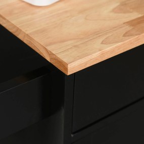 HOMCOM Görgős Konyhai Kocsi Tálalókocsi Konyha Sziget Fiókkal, Számlálós Szekrénnyel és Törölközőtartóval - 83L x 45W x 91.5H cm Fekete | Aosom