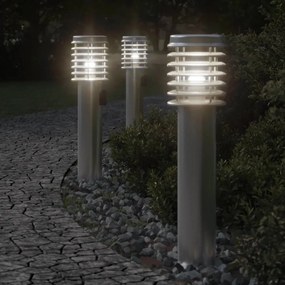 3 db ezĂŒst rozsdamentes acĂ©l kĂŒltĂ©ri ĂĄllĂłlĂĄmpa aljzattal 60 cm
