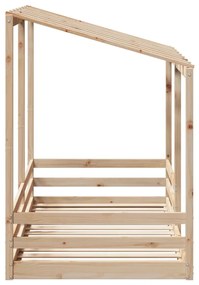 fehér tömör fenyőfa gyerekágy tetővel 80 x 200 cm