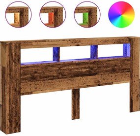 vidaXL antik fa színű szerelt fa LED-es fejtámla 200x18,5x103,5 cm