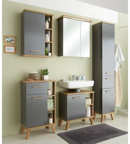 Szürke mosdó alatti szekrény tölgyfa dekorral 60,5x65 cm Quickset 924 – Pelipal