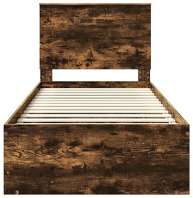 vidaXL Ágykeret fejtámlával Füstölt tölgy 90 x 190 cm Tömör fenyőfa