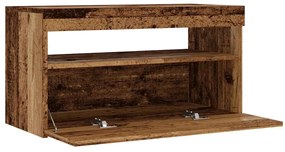 antik fa színű szerelt fa TV-szekrény LED-ekkel 75x35x40 cm