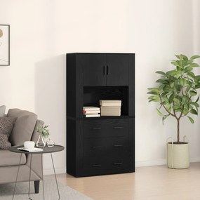 Fekete Tölgy Magas Szekrény 80x33x150 cm Szerelt Fa