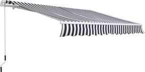 Outsunny Kihúzható Napernyő Kézi Kurblival 3.5 x 2.5 m Szürke+Fehér Alumínium Poliészter | Aosom