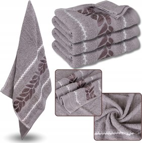 Cappucino pamut törölköző dekoratív hímzéssel, levelekkel 48x100 cm x3