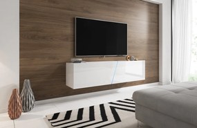 TV szekrény 160 cm fehér / fehér magasfény színkombinációban RGB LED világítással – SLANT