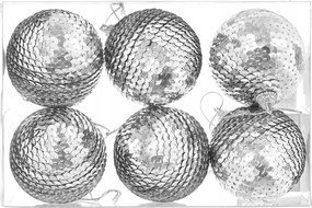 KarĂĄcsonyfadĂsz flitteres ezĂŒst 6db/6 cm