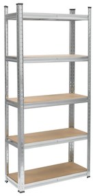 Polcos fém állvány 2 az 1-ben 5 polc garázshoz 150x70x30cm polconkénti teherbírással 750kg