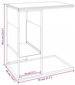 fekete szerelt fa kisasztal 55 x 36 x 59,5 cm