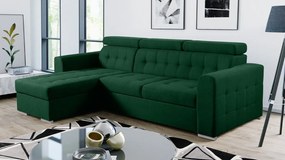GRANADA kinyitható kanapé tárolóhellyel - zöld, bal sarok