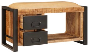 Tároló pad vászonnal 80x35x40 cm Tömör durva mangófából