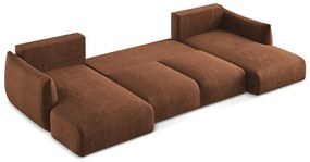 Terrakotta színű kinyitható sarokkanapé (U alakú) Leila – Makamii
