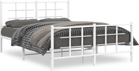 vidaXL fehér fém ágykeret fej- és lábtámlával 140 x 190 cm