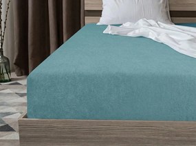 Molton Flanel gumis lepedő, kékeszöld, 90 x 200 cm