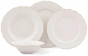 24 darabos porcelán étkészlet, fehér/arany