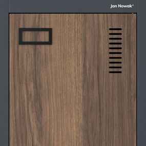 Pléh öltözőszekrény talpazaton, kétmodulos, polccal és köztes fallal KACPER, 800 x 1800 x 500 mm, Eco Design: antracit/ dió