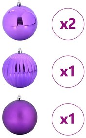 Karácsonyi Díszgömb Készlet 4 pcs Lila