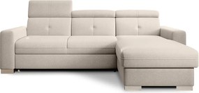 Bézs kinyitható-tárolóhelyes sarokkanapé (jobb oldali-heverő résszel) Fresia – ELTAP