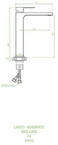 Laveo Kvadrato, mosdócsaptelep h-285, króm, LAV-BLQ_02ND