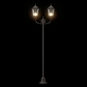Kert Világítóoszlop 2-Lámpás E27 Bronz 220 cm Alumínium