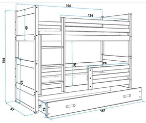 Gyerek emeletes ágy RICO 160x80 cm Fehér Fehér
