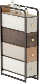 HOMCOM 4 fiókos összecsukható textil komód, keskeny tároló felső polccal és acél vázzal, modern stílus, többszínű | Aosom