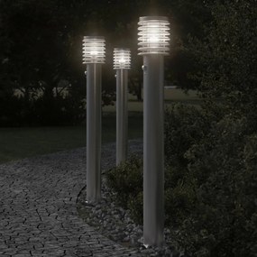 3db ezüst rozsdamentes acél kültéri állólámpa érzékelővel 110cm