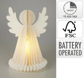 Világító karácsonyi dekoráció Angyal, 28 cm, 6LED, elemes, időzítővel