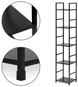 Intenso Home 5 szintes nyitott könyvespolc 29 x 144cm (Fekete) | Univerzális tároló állvány fém lábakkal