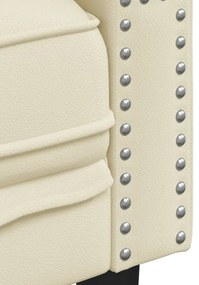 3 személyes krémszínű műbőr Chesterfield kanapé