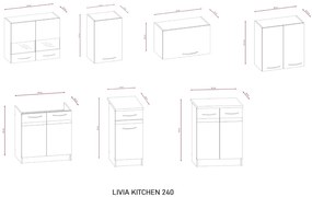 Konyhagarnitúra 240 cm. Világos Sonoma / Sötét Sonoma Színben. LIVIA