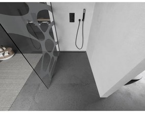 Mexen Kioto, Walk-In zuhany paraván 100 x 200 cm, 8 mm átlátszó üveg fehér mintás, grafit profil, 800-100-101-66-97