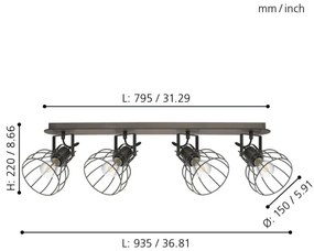 Eglo 98137 - Spotlámpa SAMBATELLO 4xE27/40W/230V